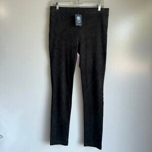 NWT DAVID LERNER Bergen Seamed Micro Suede Leggings Large Green